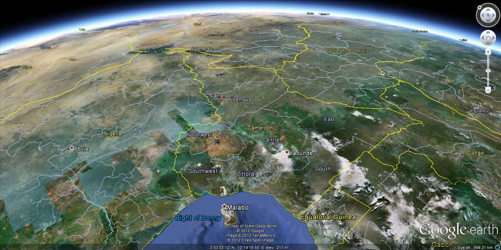 Cameroon Earth Map